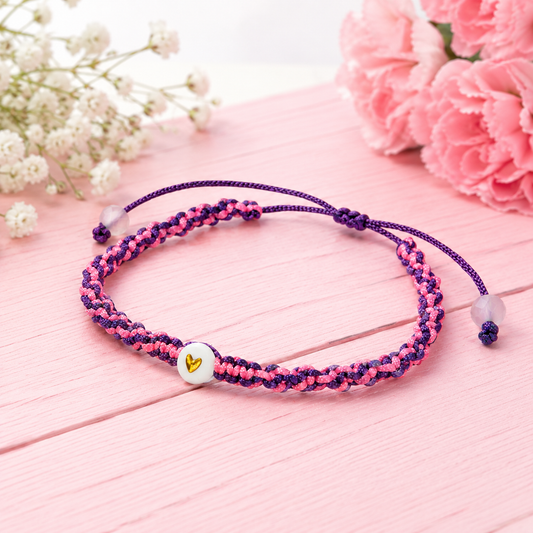 Pulsera Corazón de Violeta 💖 | Macramé Artesanal
